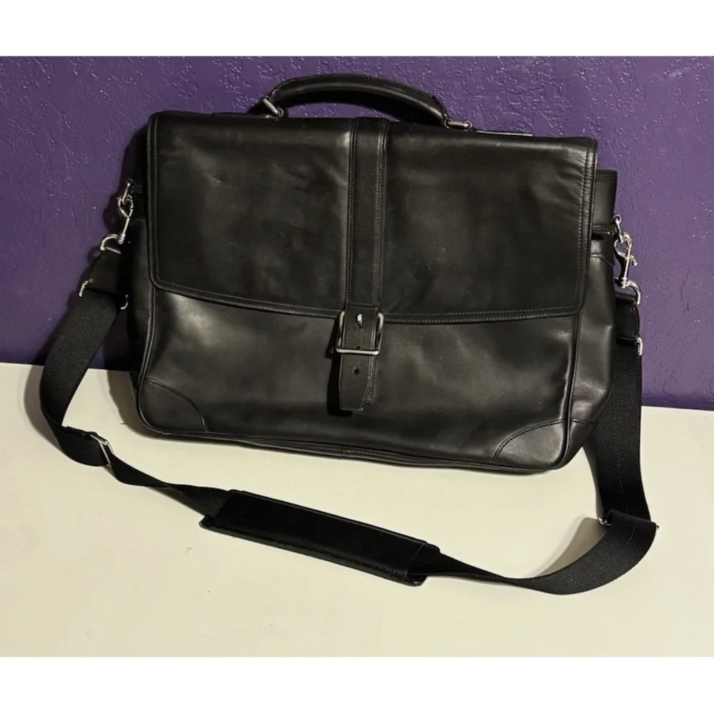 Coach Transatlantic 70304 Leather Briefcase Black Unisex Cary On Bag Luggage